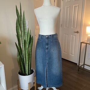 Just Black Denim Utility Pocket Midi Skirt